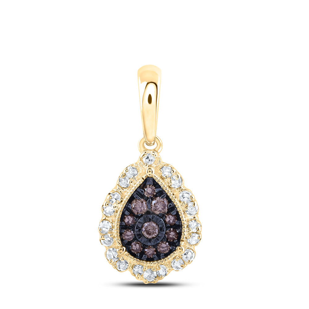 1/5CTW-NAT DIA NK COGNAC PEAR PENDANT Daisy Joyeria