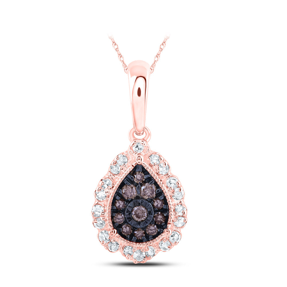 1/5CTW-NAT DIA NK COGNAC PEAR PENDANT Daisy Joyeria
