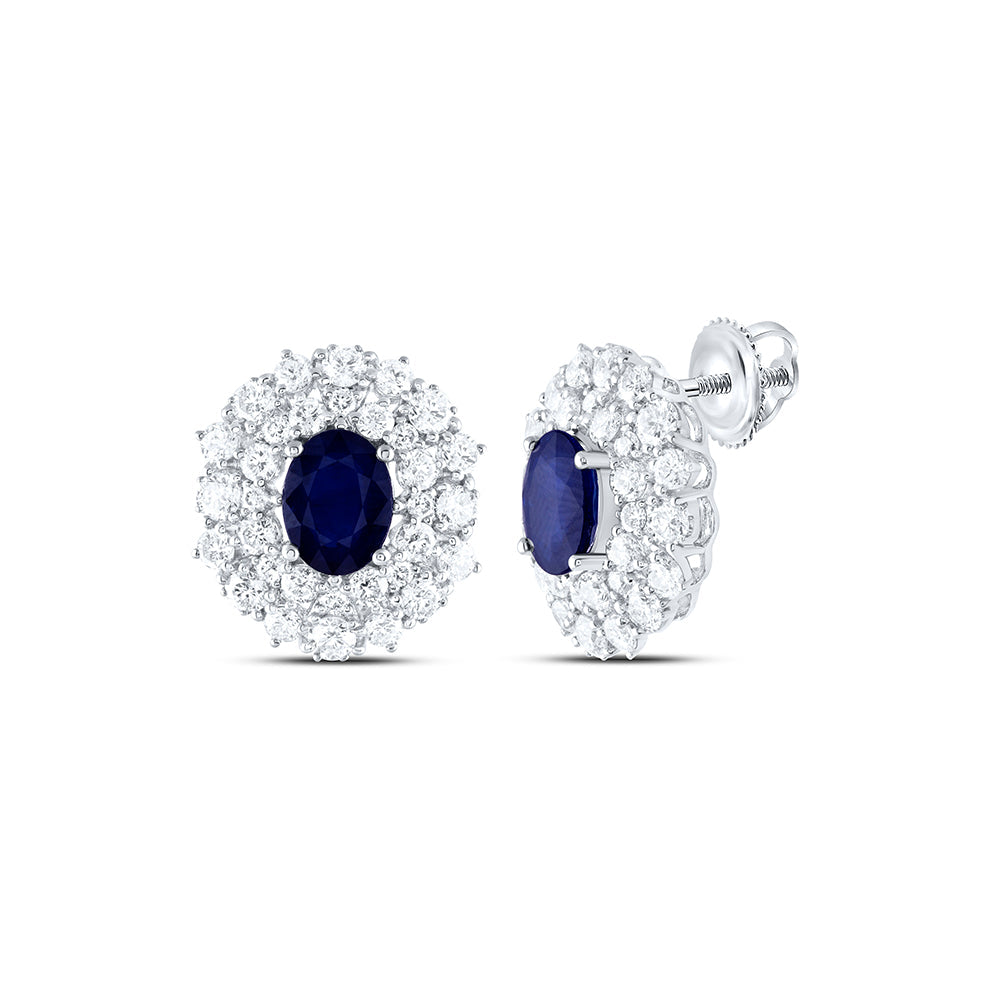 2 7/8CTW-NAT DIA ANA M 6X8MM-SAPP NAT GEM EARRNG Daisy Joyeria