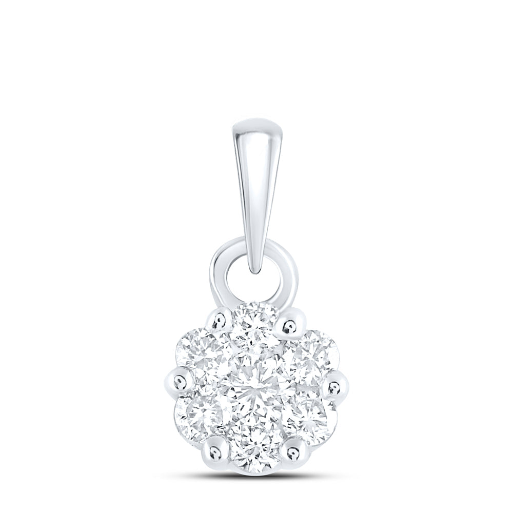 1/4CTW-NAT DIA NK FLOWER FASHION PENDANT Daisy Joyeria