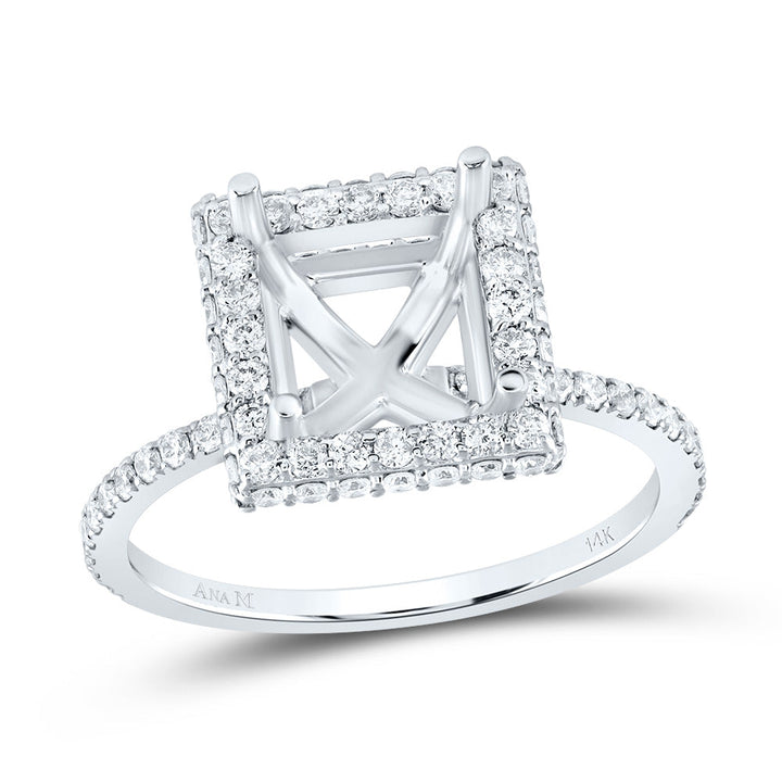 7/8CTW-NAT DIA ANA M 2CT-CPR SEMI-MOUNT SINGLE HALO ENG RING Daisy Joyeria