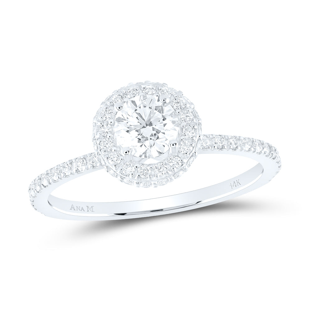 7/8CTW-NAT DIA ANA M 1/2CT-CRD ENGAGEMENT SINGLE HALO RING Daisy Joyeria