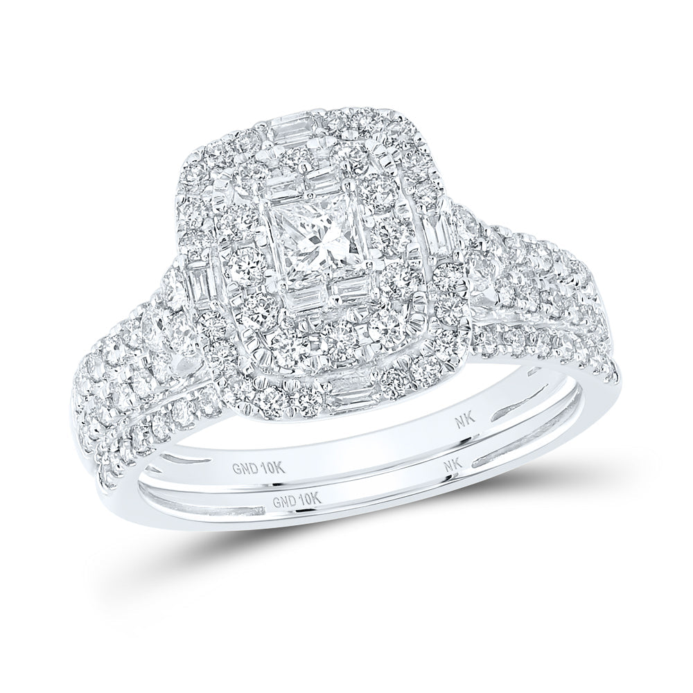 1CTW-NAT DIA NK 1/5CT-CPR BRIDAL SET DOUBLE HALO Daisy Joyeria