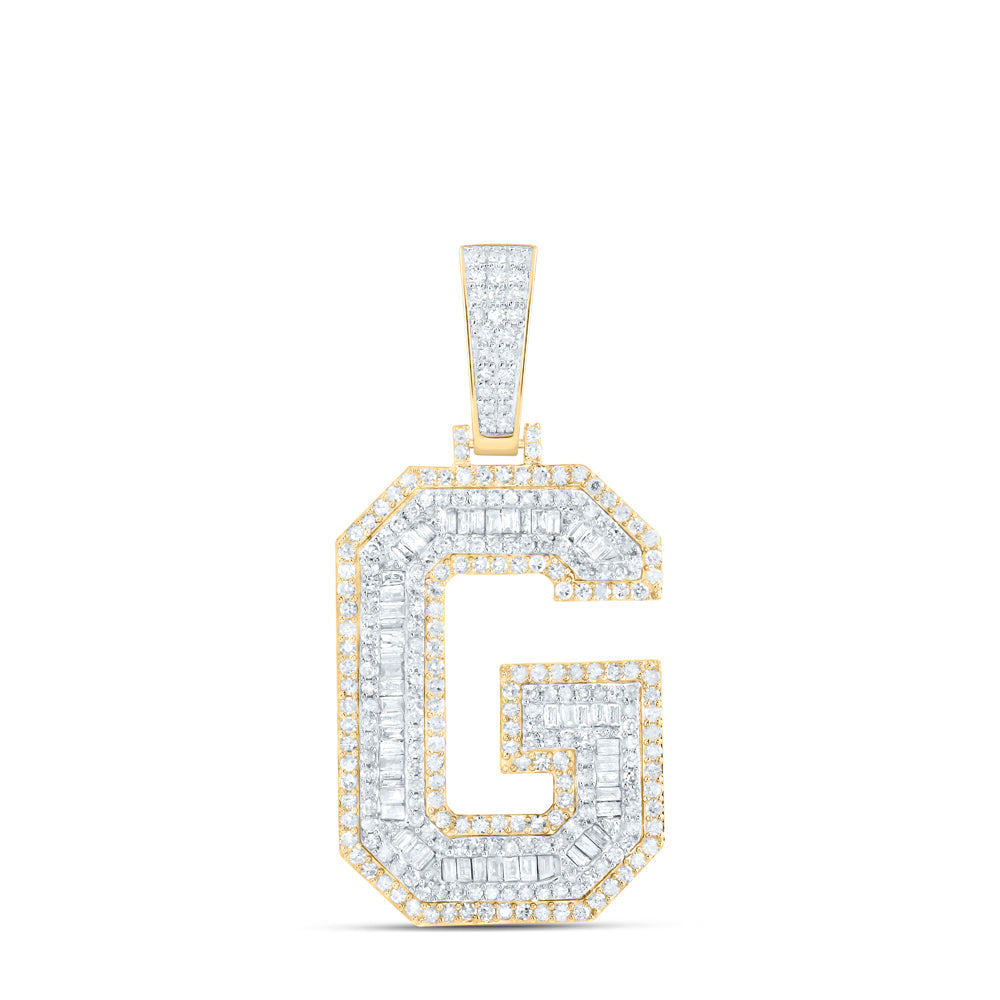 2CTW-NAT DIA P1 INITIAL "G" MENS PENDANT Daisy Joyeria