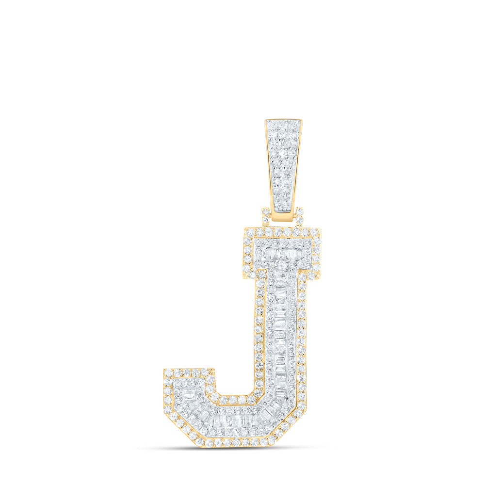 1 1/2CTW-NAT DIA P1 INITIAL "J" MENS PENDANT Daisy Joyeria