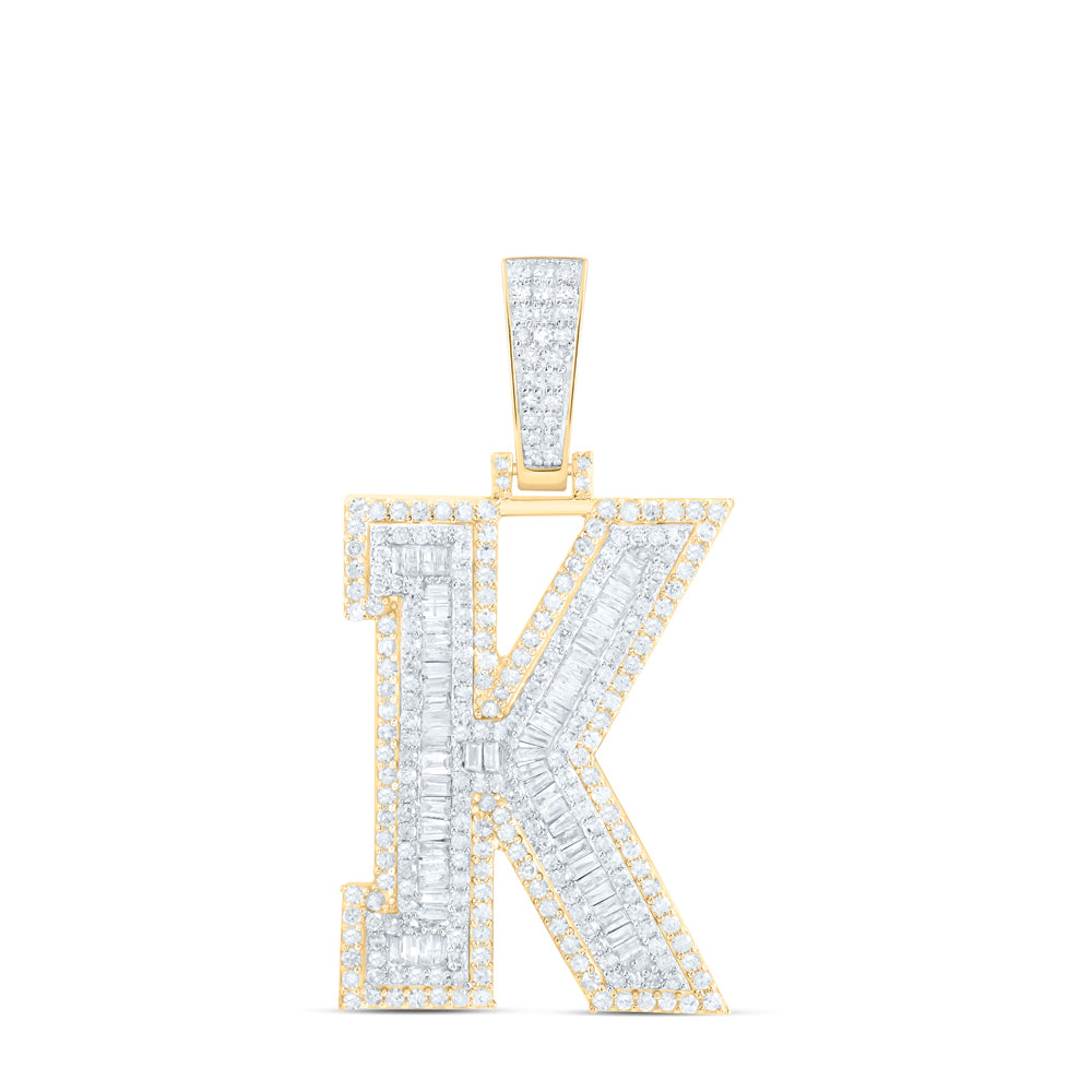 2CTW-NAT DIA P1 INITIAL "K" MENS PENDANT Daisy Joyeria
