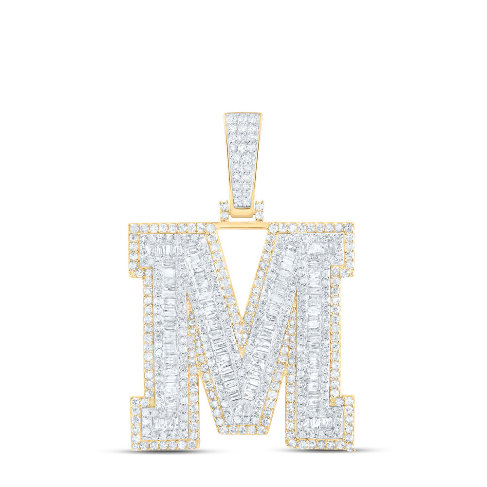 2 7/8CTW-NAT DIA P1 INITIAL "M" MENS PENDANT Daisy Joyeria