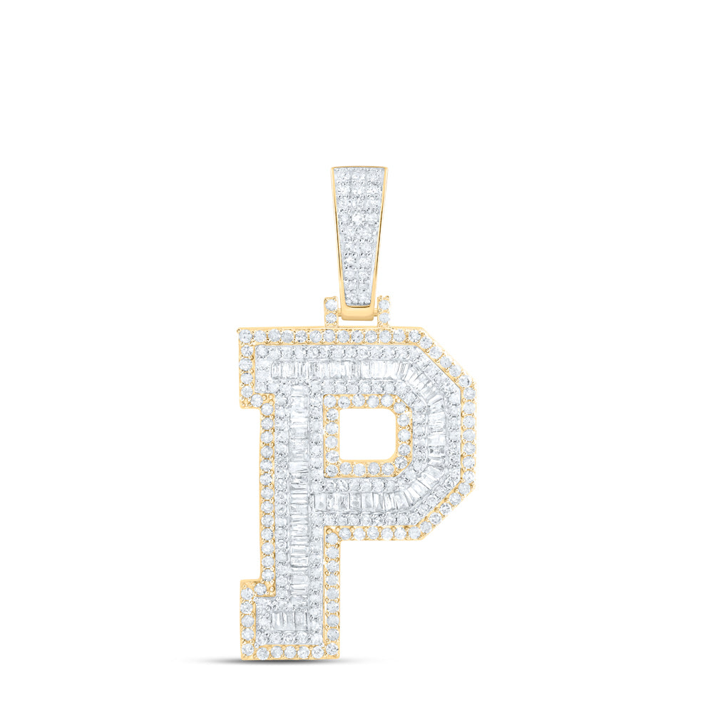 1 7/8CTW-NAT DIA P1 INITIAL "P" MENS PENDANT Daisy Joyeria