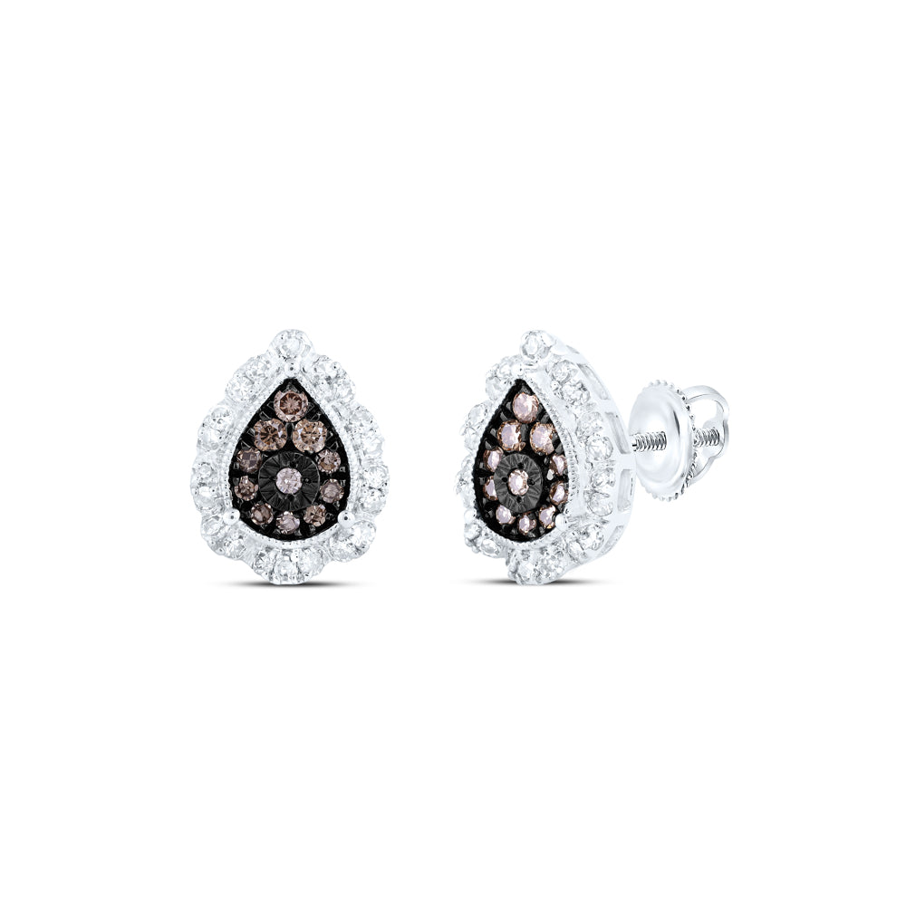 3/8CTW-NAT DIA NK COGNAC PEAR EARRING Daisy Joyeria