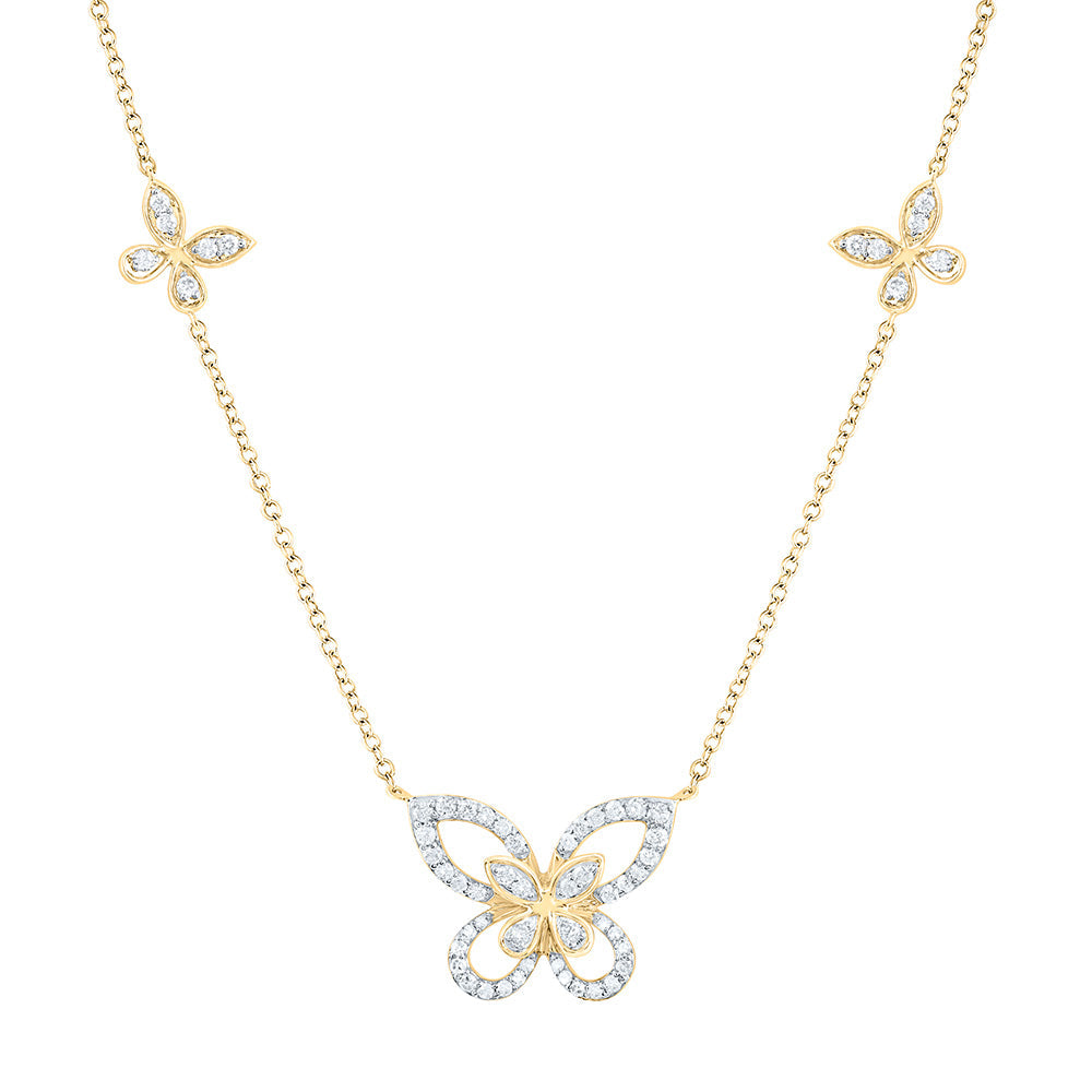 3/8CTW-NAT DIA NK BUTTERFLY FASHION NECKLACE (18 INCH) Daisy Joyeria