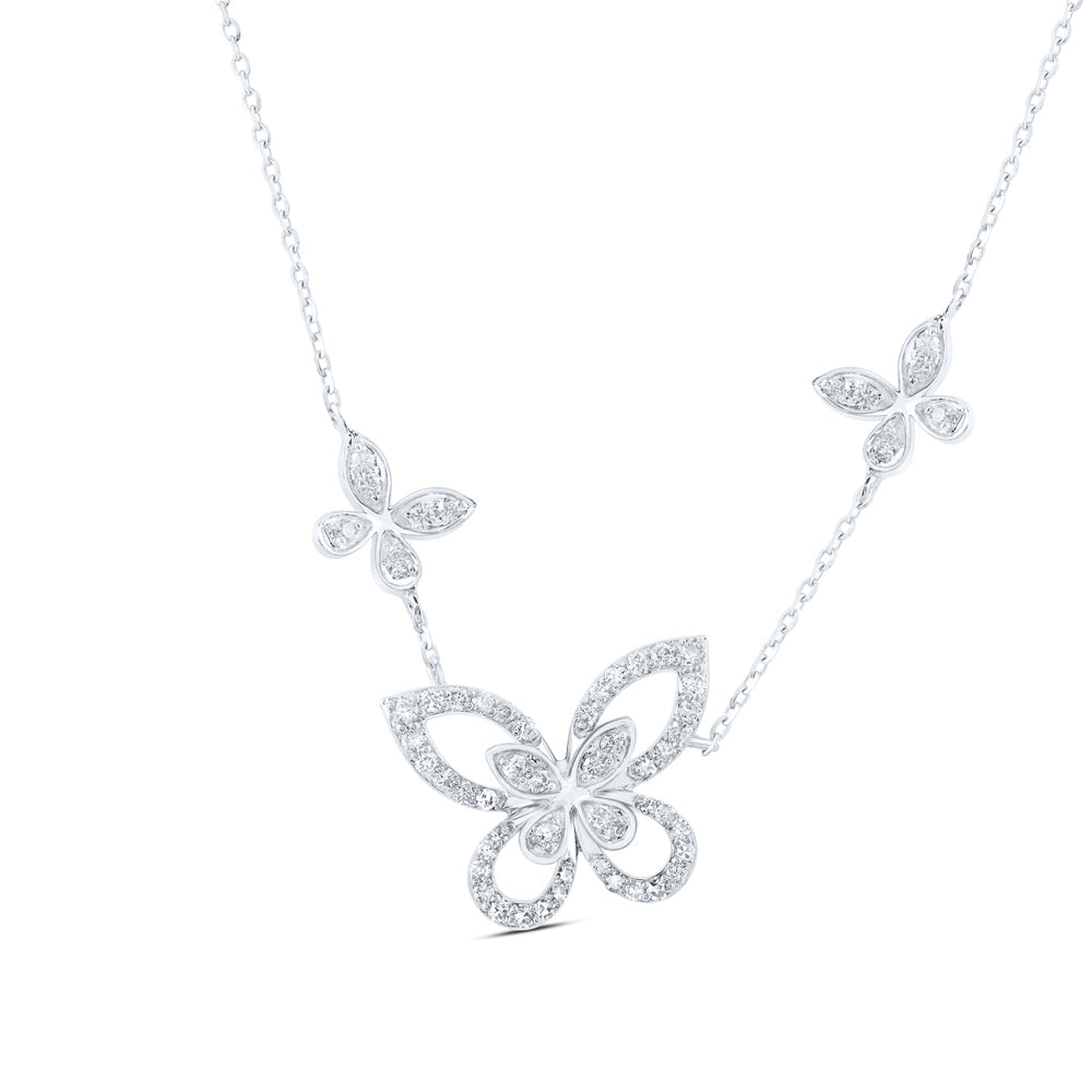 3/8CTW-NAT DIA NK BUTTERFLY FASHION NECKLACE (18 INCH) Daisy Joyeria