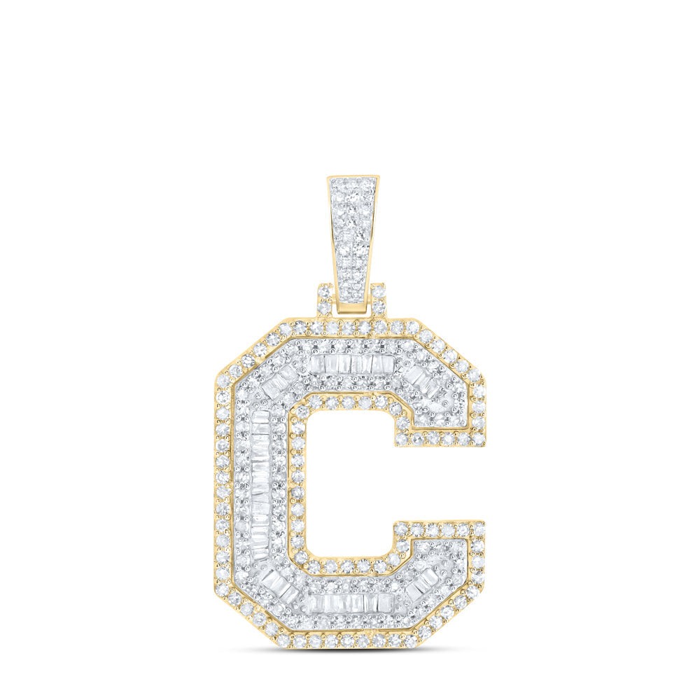 1CTW-NAT DIA NK INITIAL "C" MENS PENDANT Daisy Joyeria