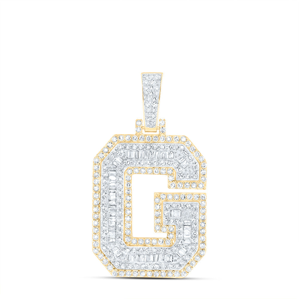 1 1/4CTW-NAT DIA NK INITIAL "G" MENS PENDANT Daisy Joyeria