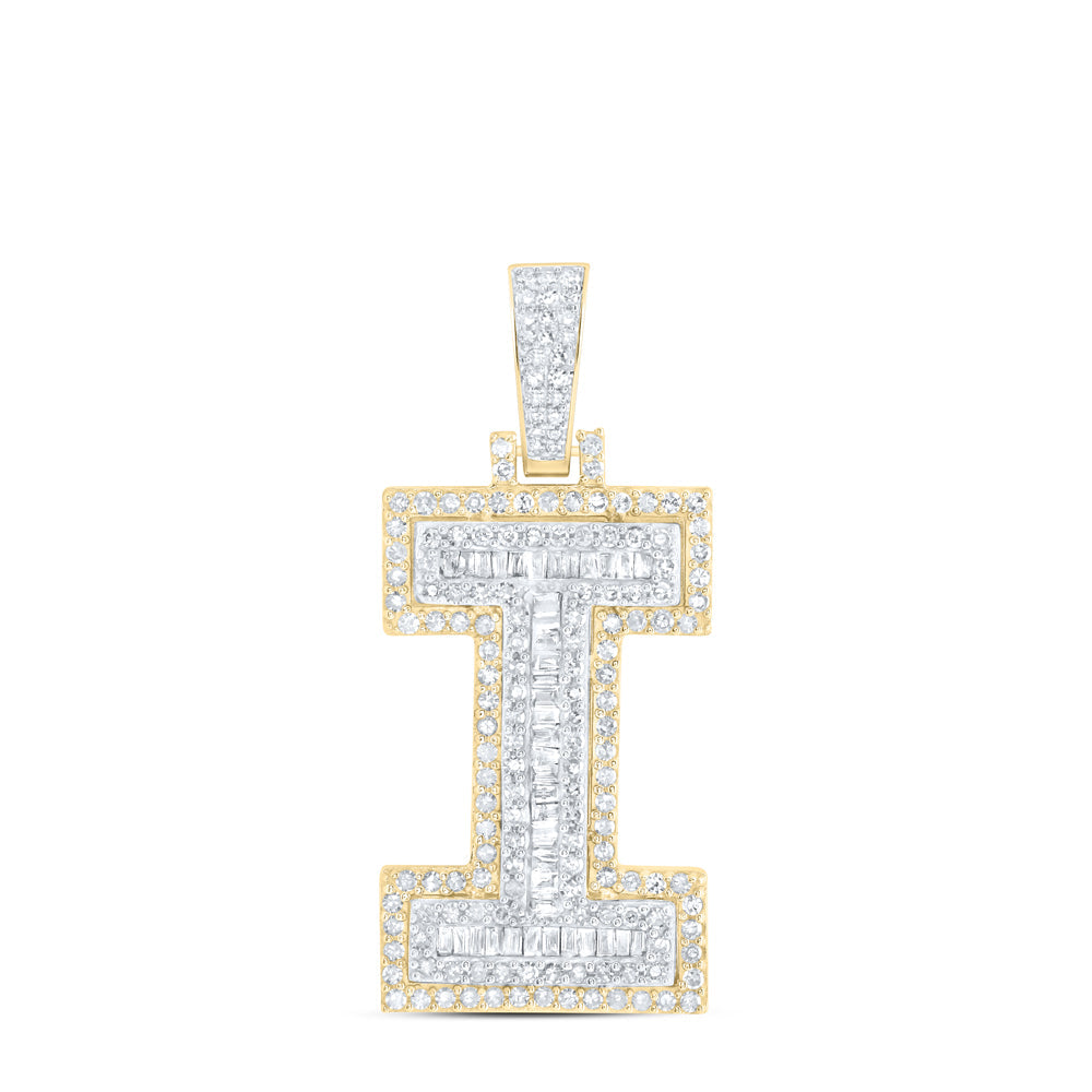 7/8CTW-NAT DIA NK INITIAL "I" MENS PENDANT Daisy Joyeria