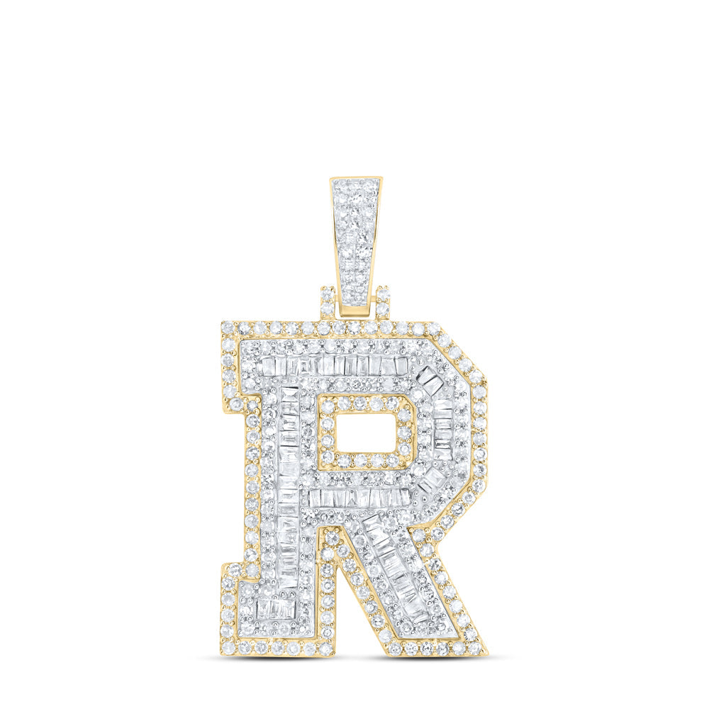 1 1/3CTW-NAT DIA NK INITIAL "R" MENS PENDANT Daisy Joyeria