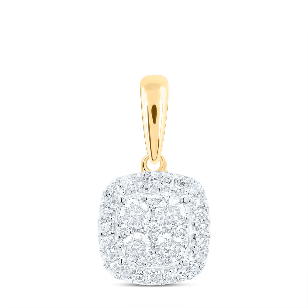 3/8CTW-NAT DIA NK FASHION SQUARE PENDANT Daisy Joyeria
