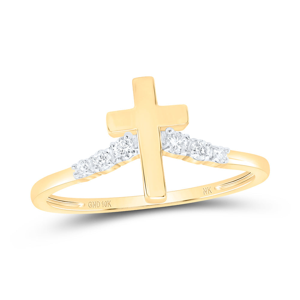 1/10 CTW-DIA NK GIFT CROSS RING 7 Daisy Joyeria