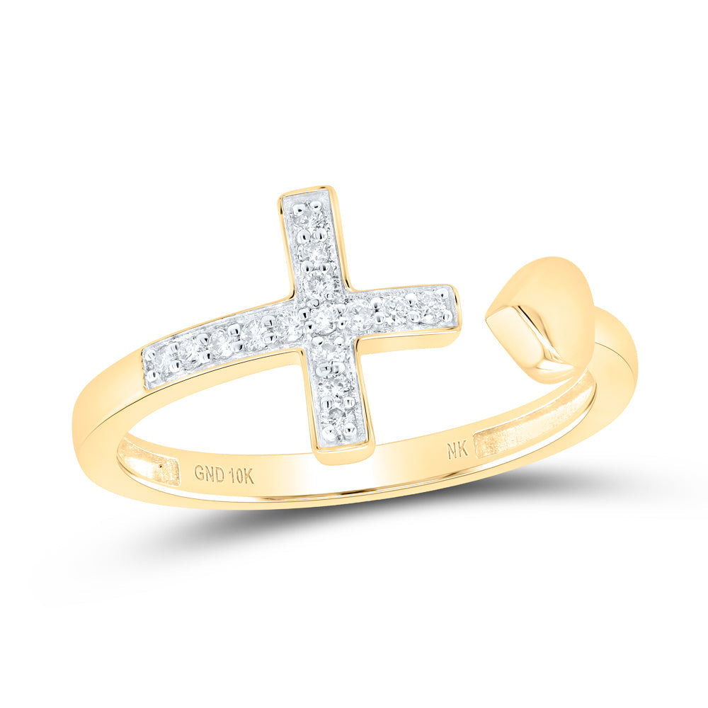 1/10 CTW-DIA NK GIFT HEART CROSS RING 7 Daisy Joyeria