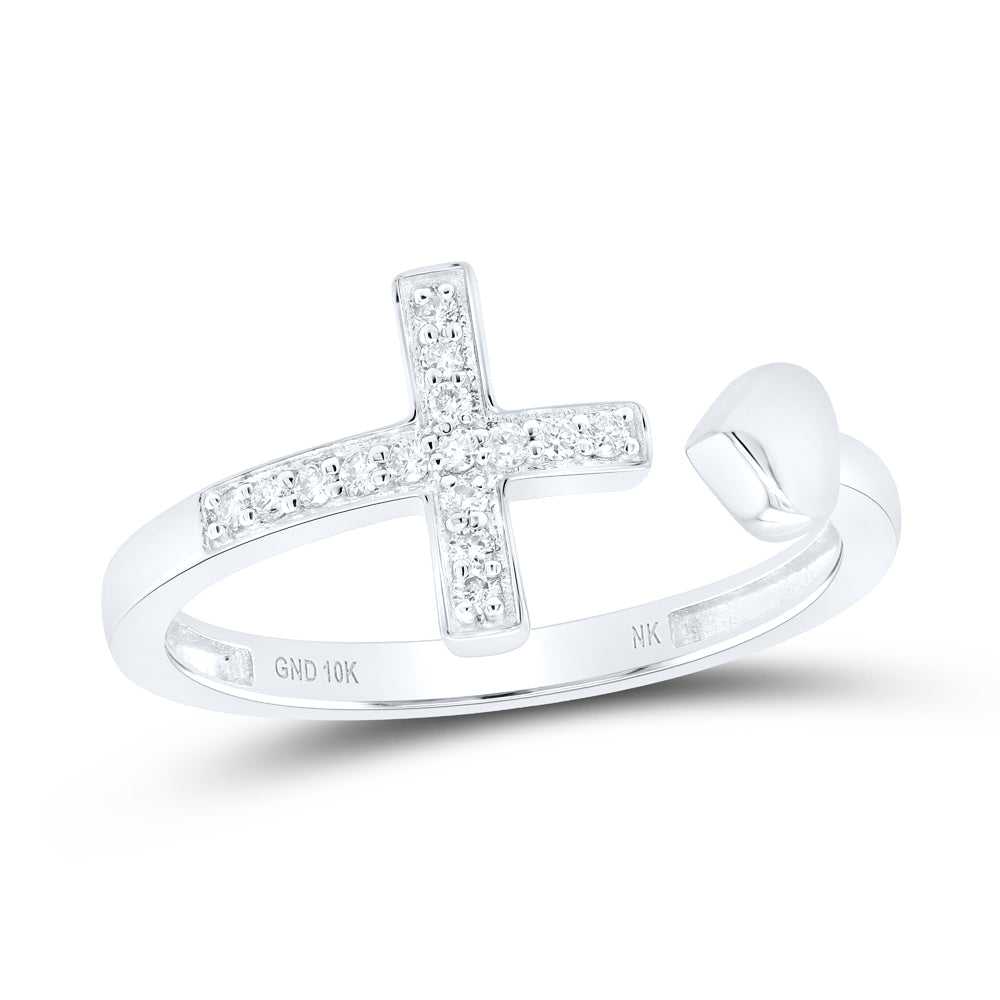 1/10 CTW-DIA NK GIFT HEART CROSS RING 7 Daisy Joyeria