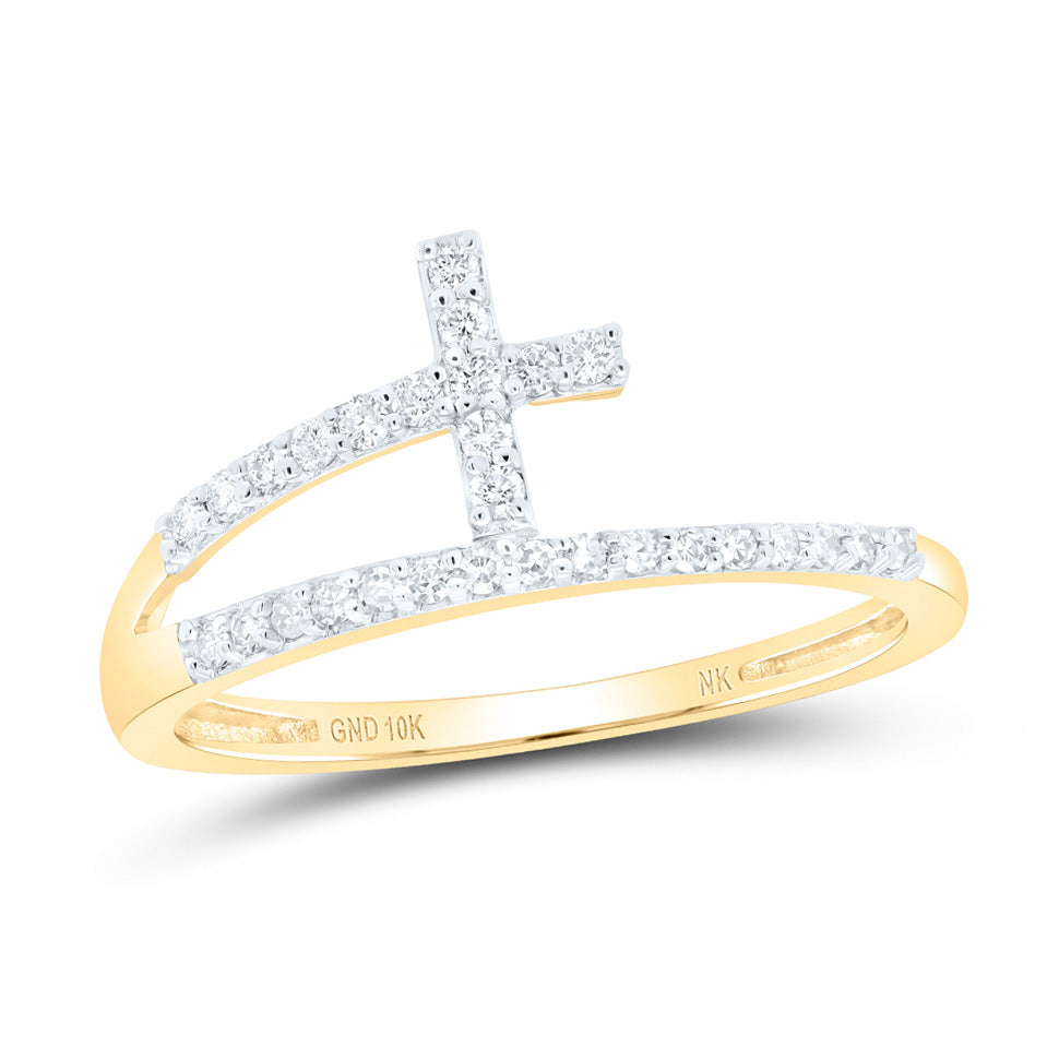 1/6 CTW-DIA NK GIFT CROSS RING 7 Daisy Joyeria