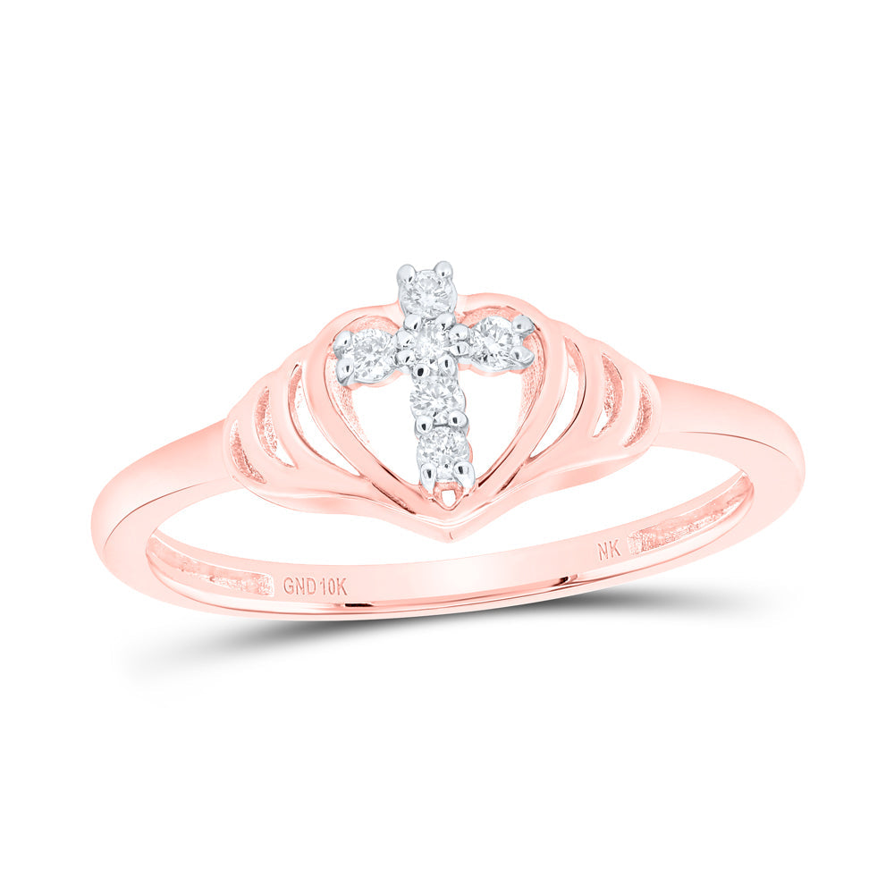 1/12 CTW-DIA NK GIFT HEART CROSS RING 7 Daisy Joyeria
