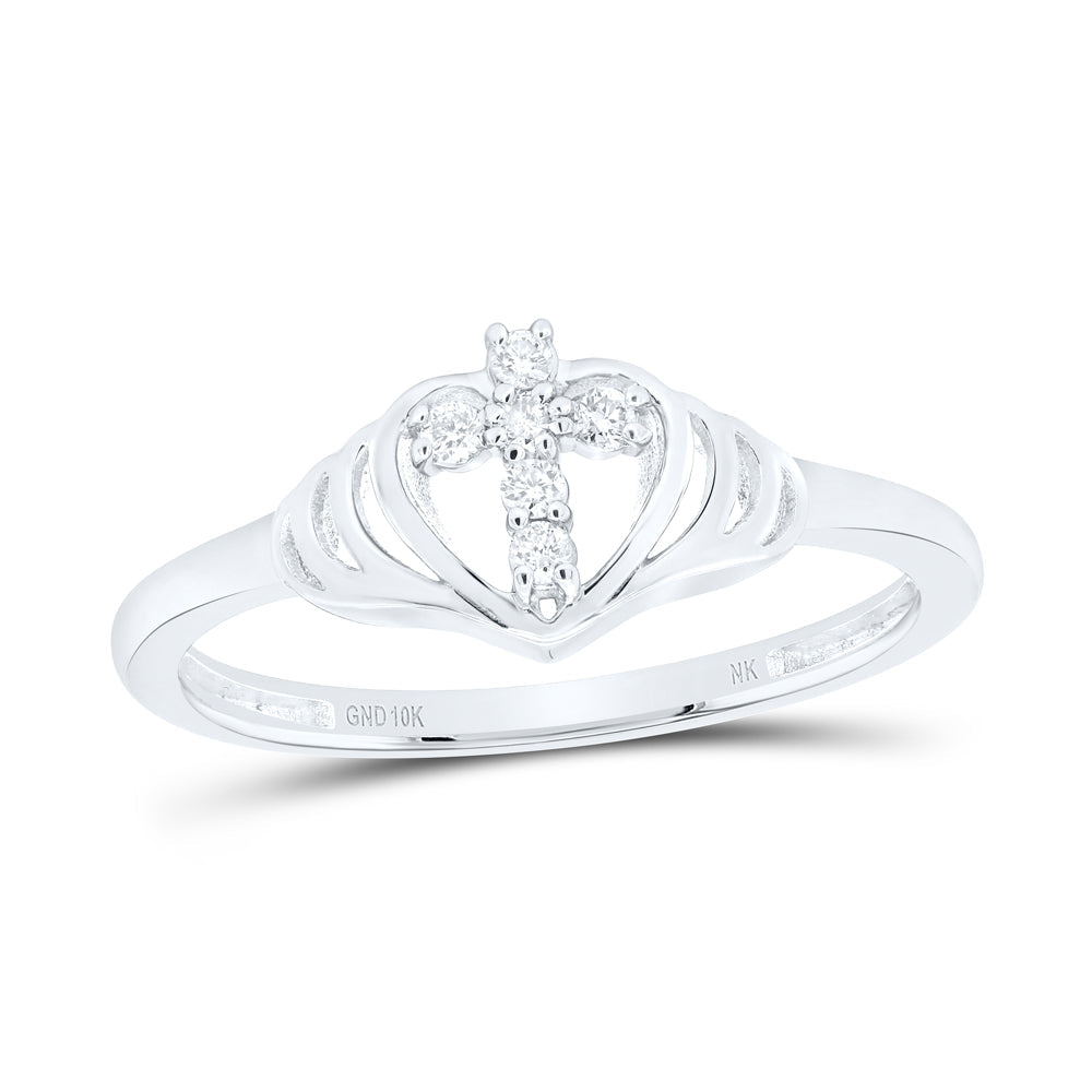 1/12 CTW-DIA NK GIFT HEART CROSS RING 7 Daisy Joyeria
