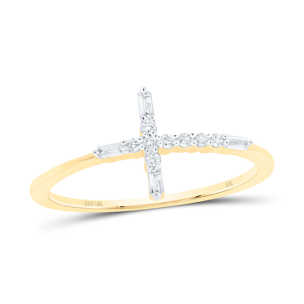 1/10 CTW-DIA NK GIFT CROSS RING 7 Daisy Joyeria