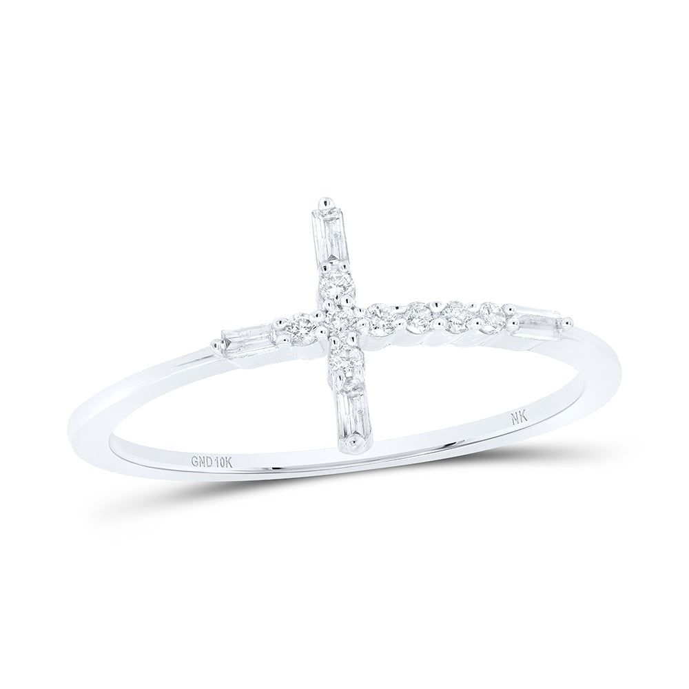 1/10 CTW-DIA NK GIFT CROSS RING 7 Daisy Joyeria
