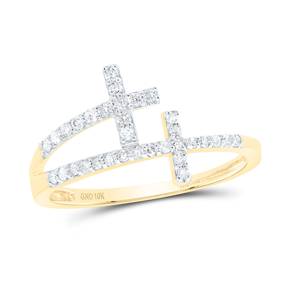 1/5 CTW-DIA NK GIFT CROSS RING 7 Daisy Joyeria
