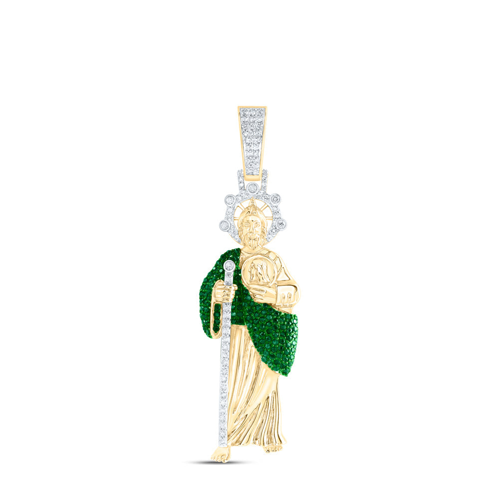 1/2CTW DIA NK 1CT-EME ST JUDE MENS PENDANT Daisy Joyeria