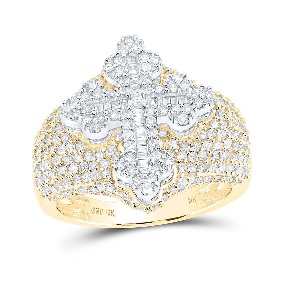 2CTW-NAT DIA NK MEN'S CROSS RING 10 Daisy Joyeria