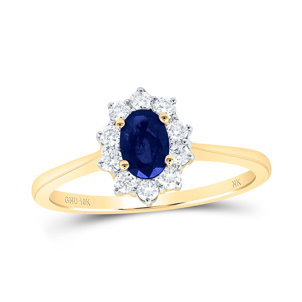 1/4CTW-DIA NK 6X4 MM SAPP-OV NAT GEM RING 7 Daisy Joyeria