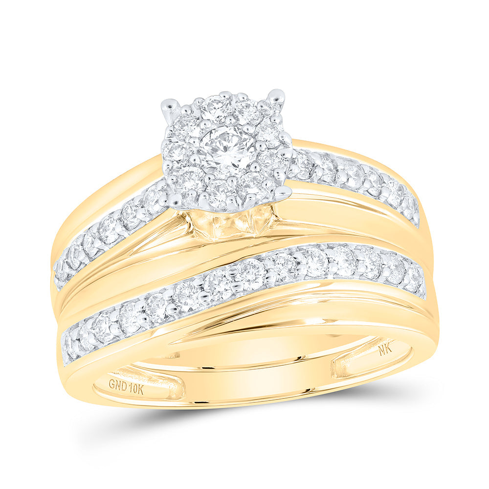 1CTW-DIA NK ROUND SHAPE His Hers TRIO SET Daisy Joyeria