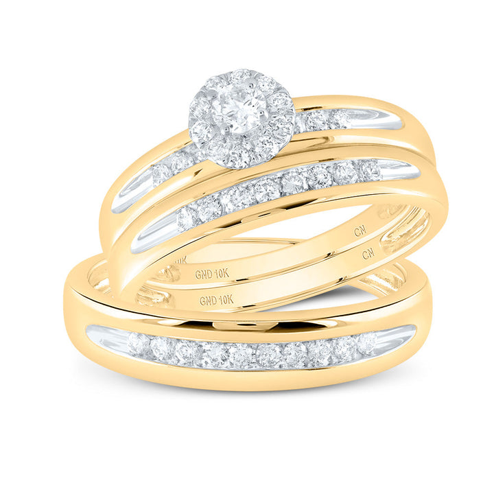 1/2CTW-DIA NK ROUND His Hers TRIO SET Daisy Joyeria