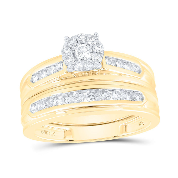 1CTW-NAT DIA NK ROUND  His Hers TRIO SET Daisy Joyeria