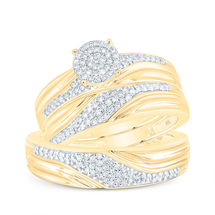 1/2CTW-DIA NK ROUND SHAPE His Hers TRIO SET Daisy Joyeria