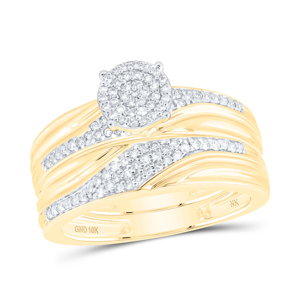 1/2CTW-DIA NK ROUND SHAPE His Hers TRIO SET Daisy Joyeria