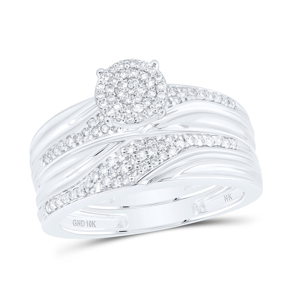 1/2CTW-NAT DIA NK ROUND SHAPE His Hers TRIO SET Daisy Joyeria