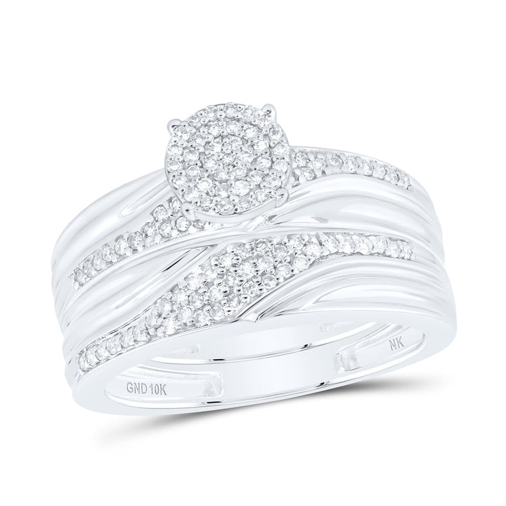 1/2CTW-NAT DIA NK ROUND SHAPE His Hers TRIO SET Daisy Joyeria