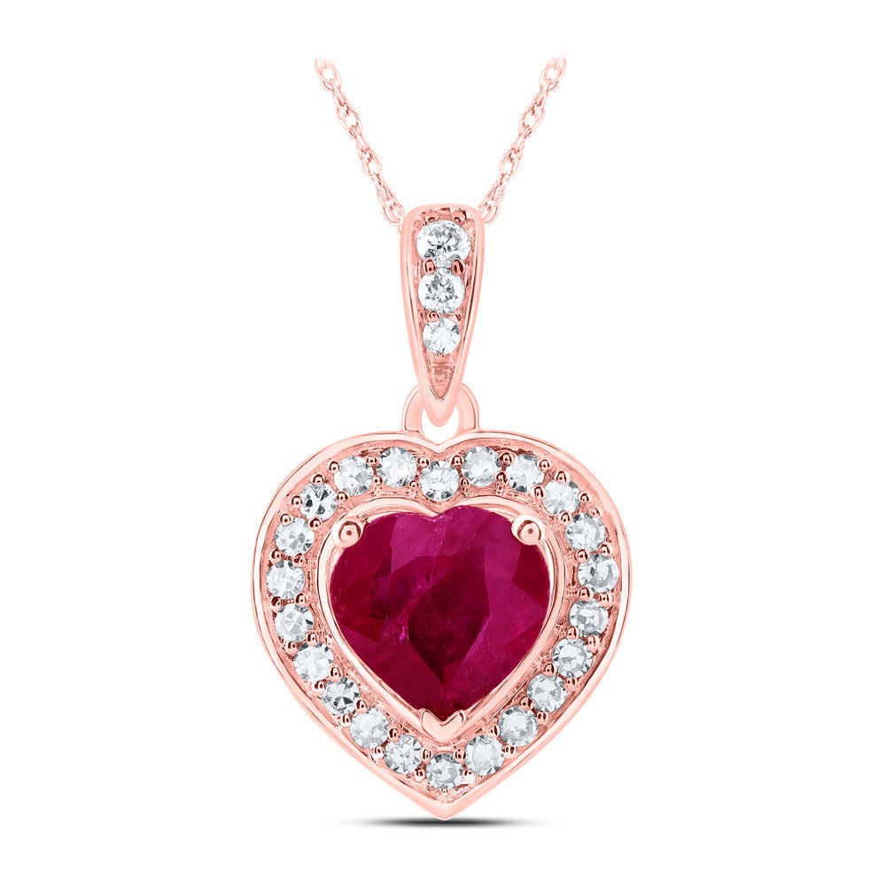 1/8CTW-DIA NK 5.5X5.5 MM RUBY HEART NAT GEM HEART PENDANT Daisy Joyeria