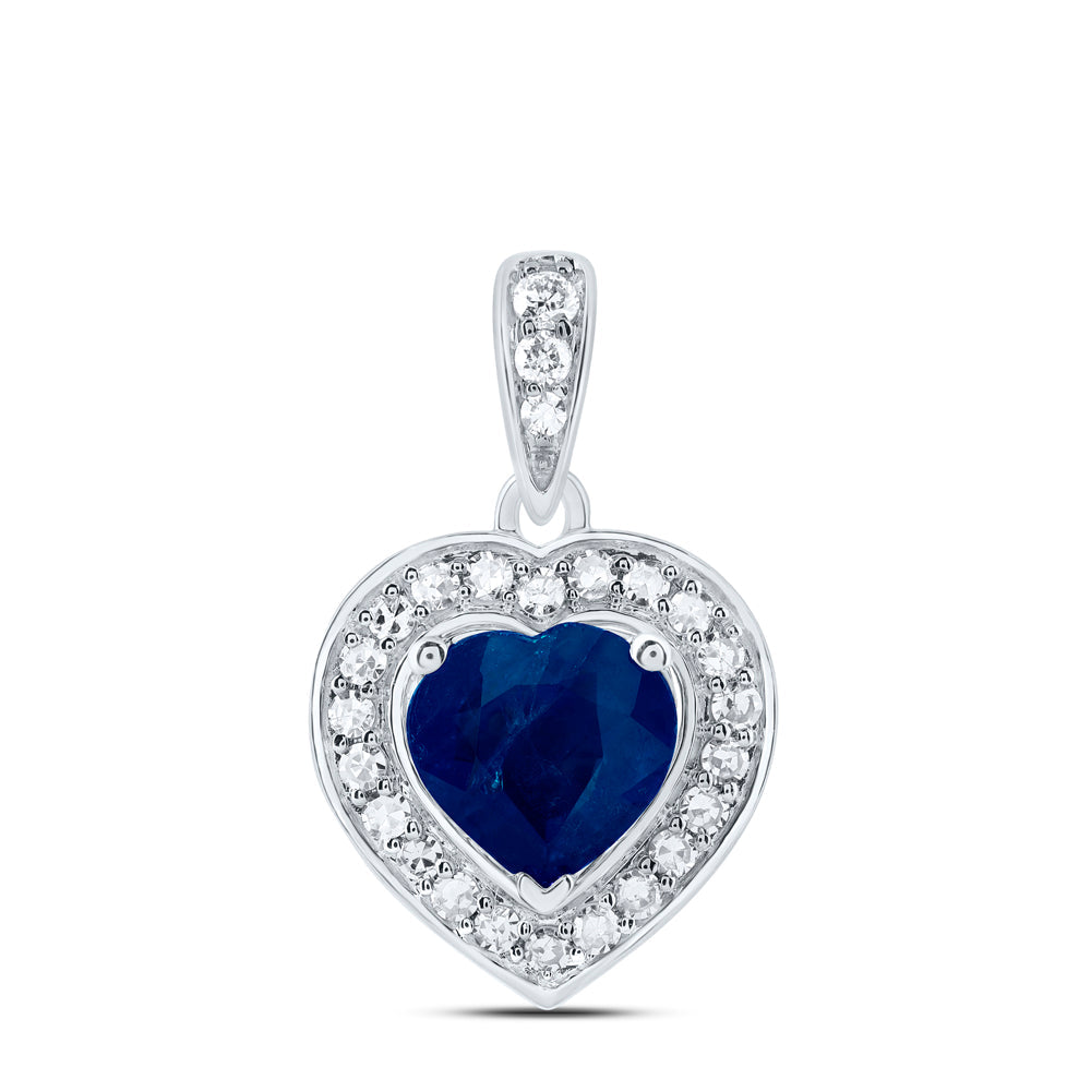1/8CTW-DIA NK 5.5X5.5 MM SAPP HEART NAT GEM HEART PENDANT Daisy Joyeria