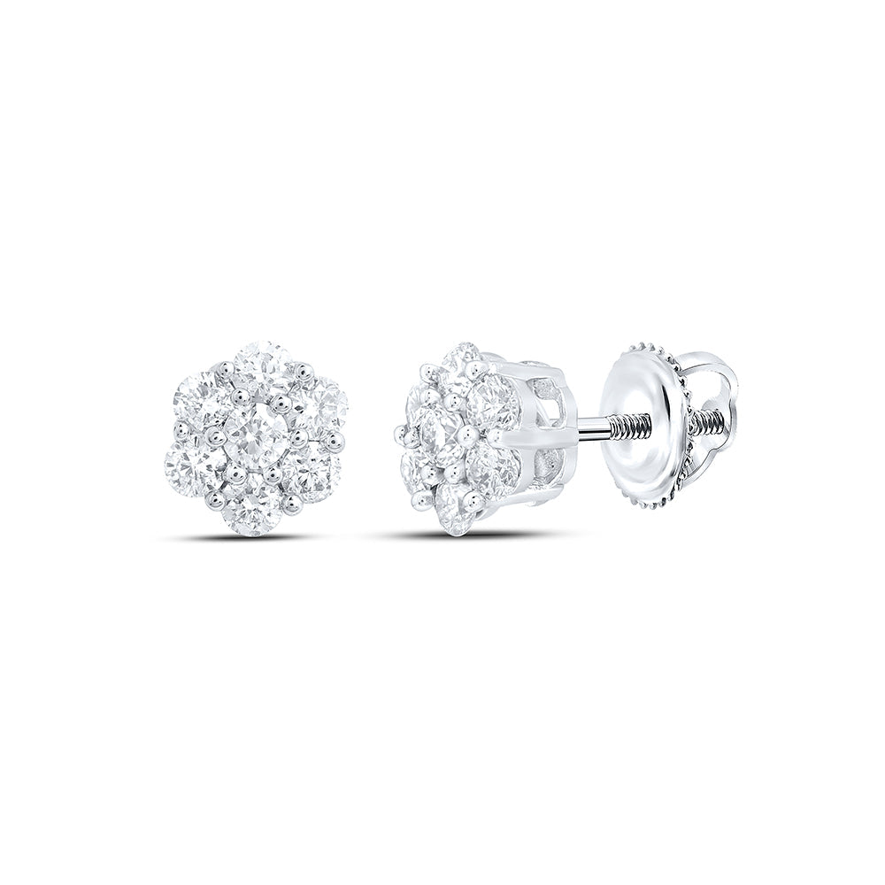 1/3CTW-DIA NK 7 STONE FLOWER EARRING Daisy Joyeria