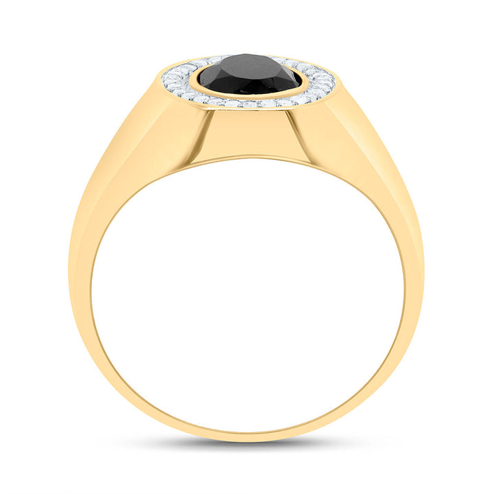 1/6CTW-DIA P1-9X7 MM-OVAL ONYX BLACK MENS RING 10 Daisy Joyeria