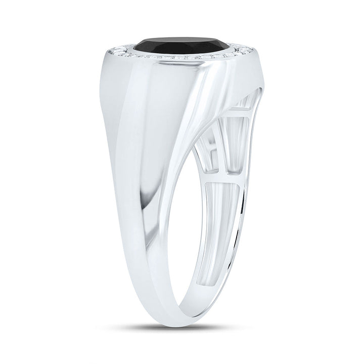 1/6CTW-DIA P1-9X7 MM- OVAL ONYX BLACK MENS RING 10 Daisy Joyeria