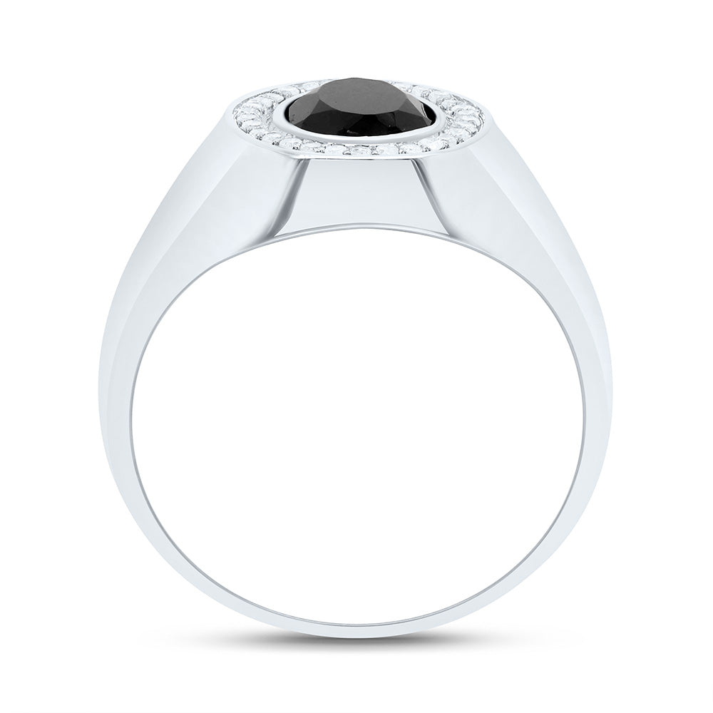 1/6CTW-DIA P1-9X7 MM- OVAL ONYX BLACK MENS RING 10 Daisy Joyeria