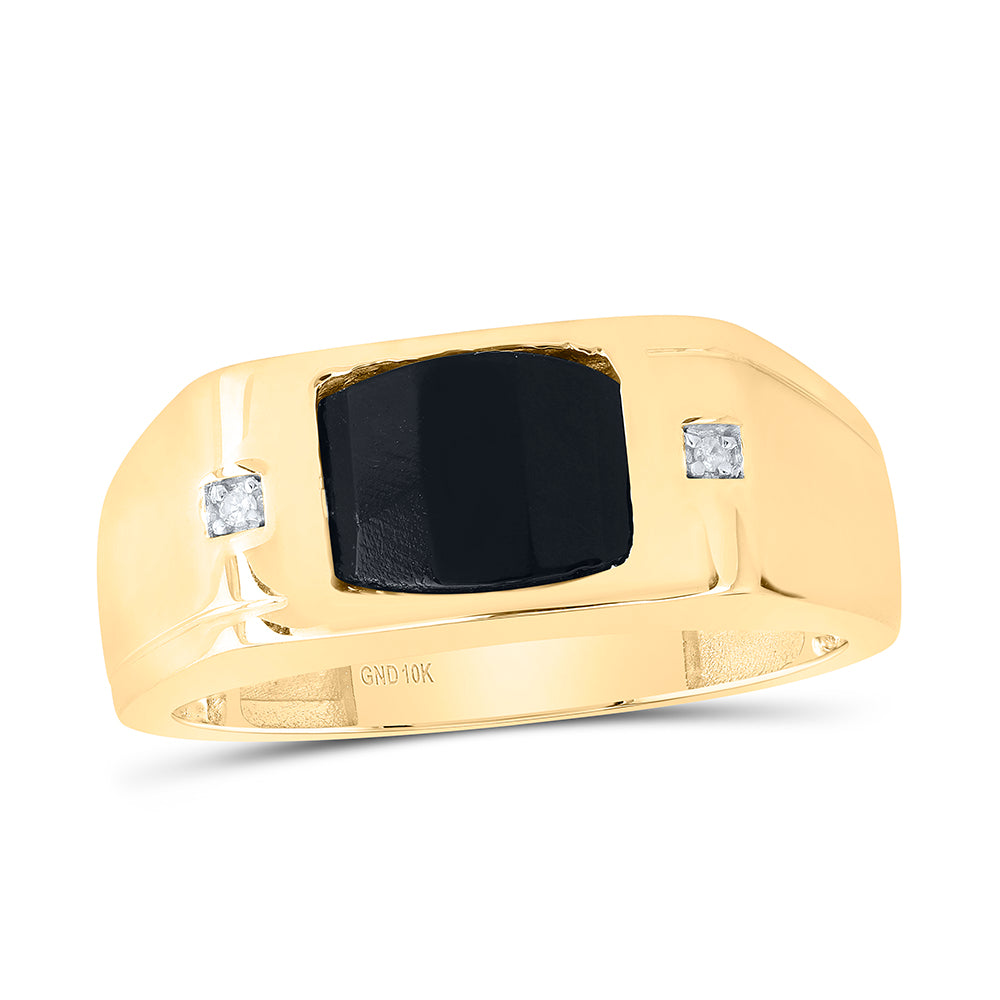 0.01CTW-DIA P1-9X7 MM-ONYX BLACK MENS RING 10 Daisy Joyeria