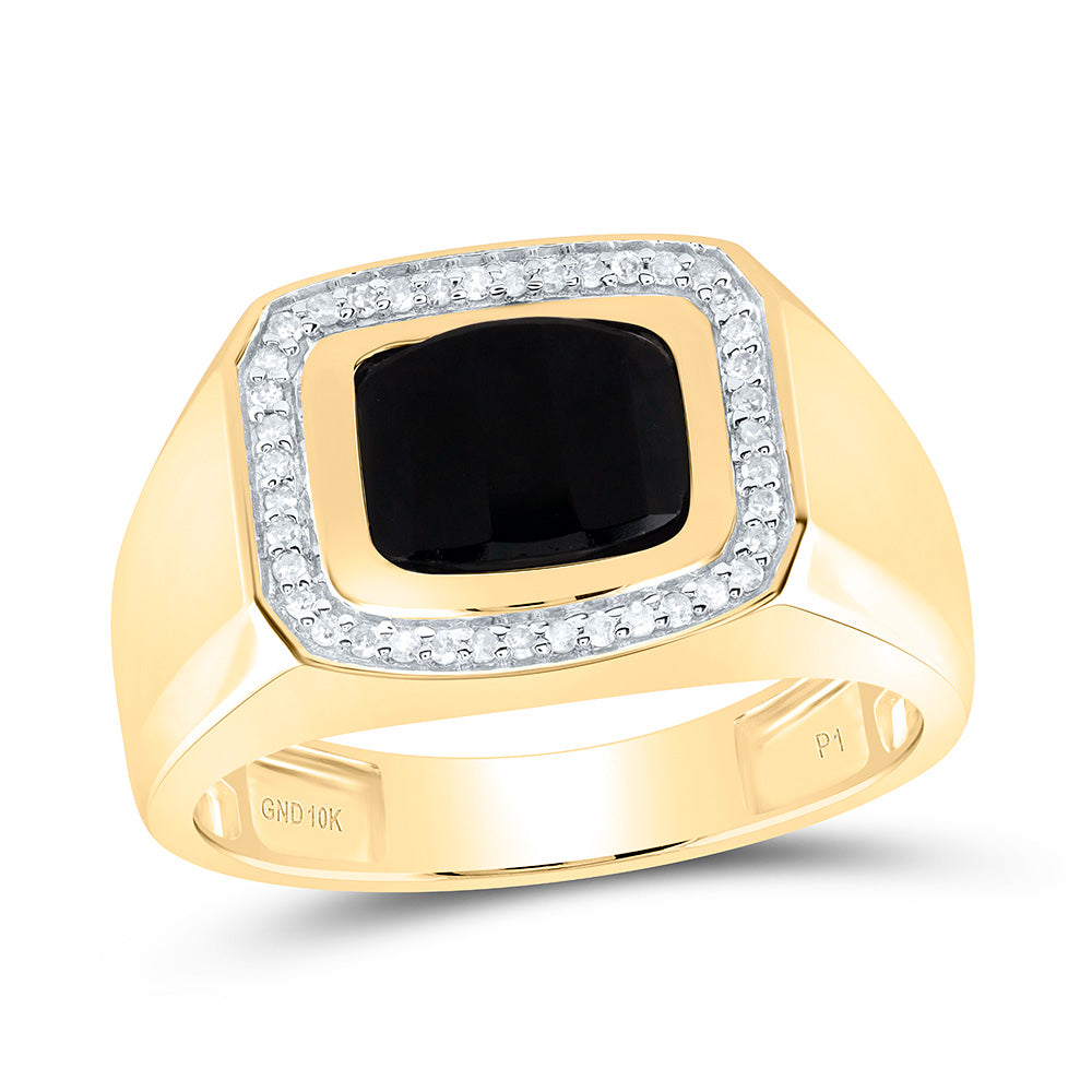 1/6CTW-DIA P1-9X7 MM-ONYX BLACK MENS RING 10 Daisy Joyeria
