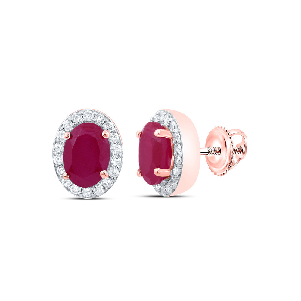 1/4CTW-DIA P1 6.50 X 4.50 MM-OV-RU SYNTHETIC OVAL EARRING Daisy Joyeria