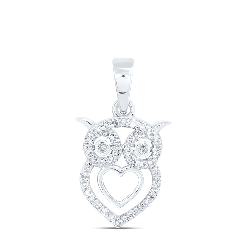 1/8CTW-DIA NK GIFT HEART OWL PENDANT Daisy Joyeria