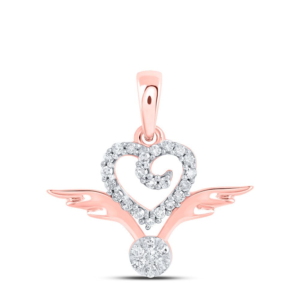 1/8CTW - DIA NK GIFT WING HEART PENDANT Daisy Joyeria